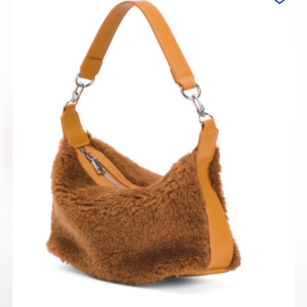 8 Other Reasons Chocolate Faux Shearling Shoulder Bag - Picture 3 of 12
